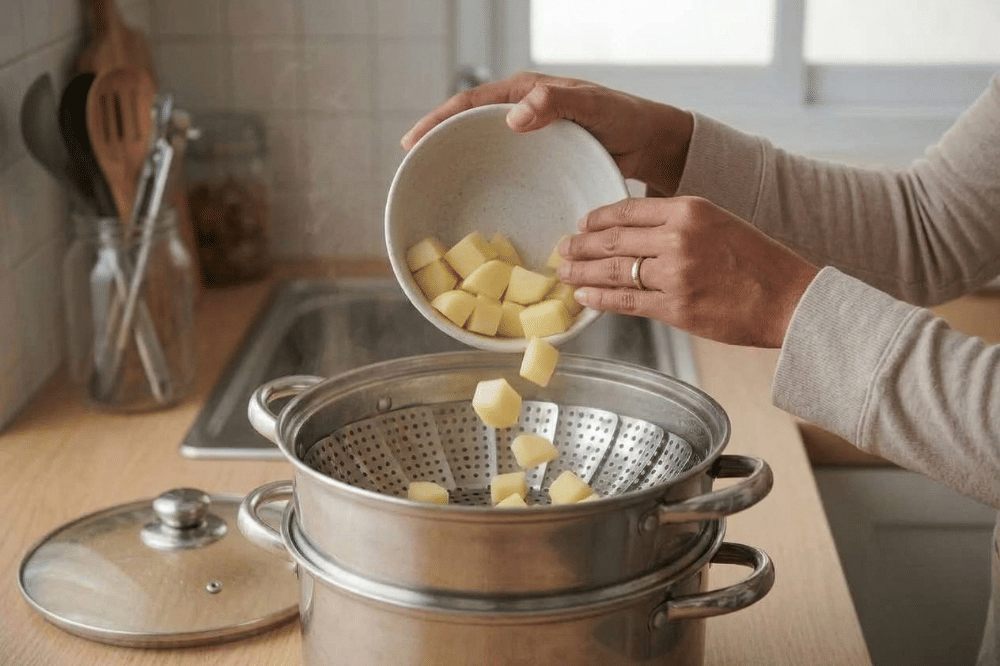 Cara membuat bubur kentang wortel