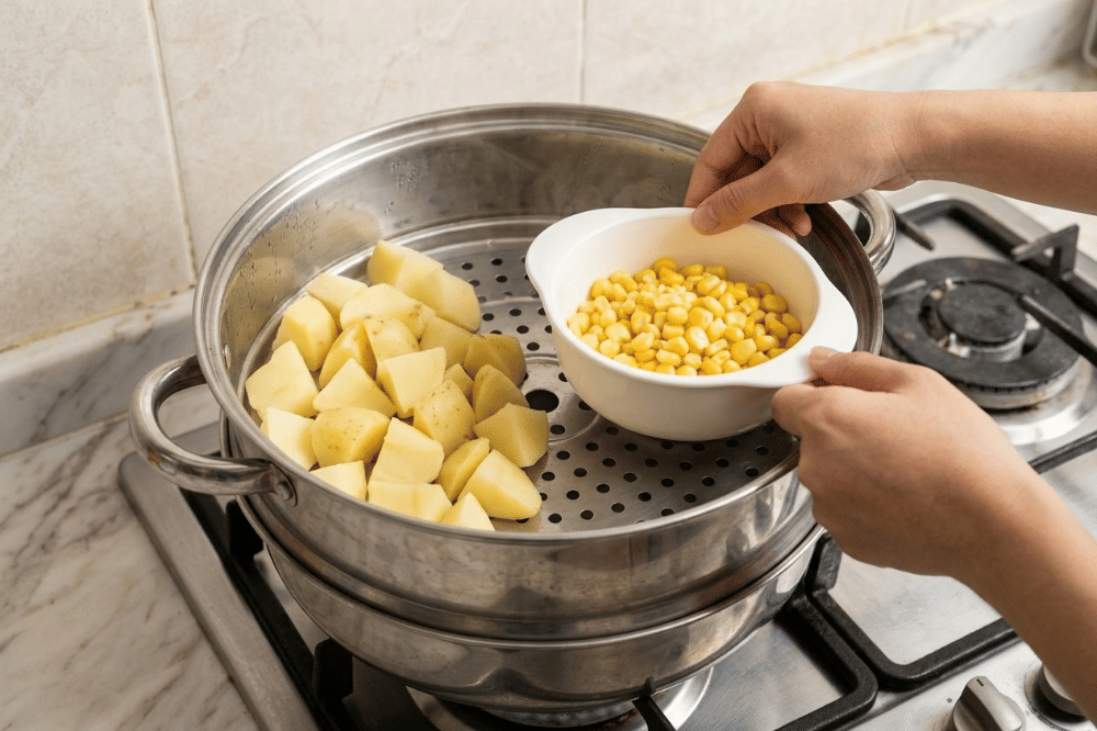 Cara membuat bubur kentang jagung