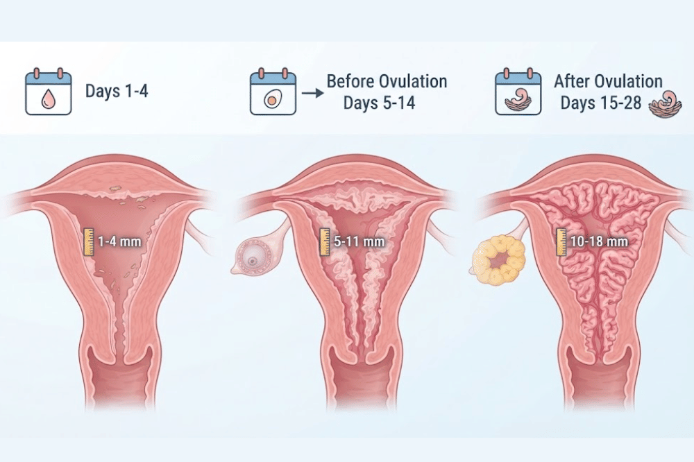 Ukuran normal endometrium berdasarkan fase siklus
