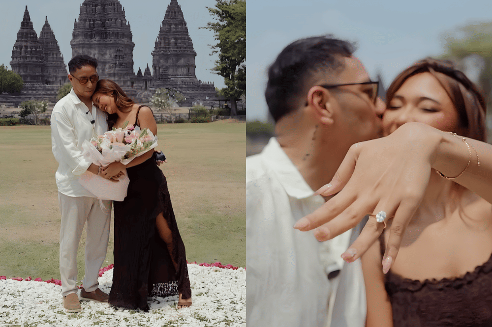 Pesona Romantis Marion Jola saat Dilamar sang Kekasih di Prambanan