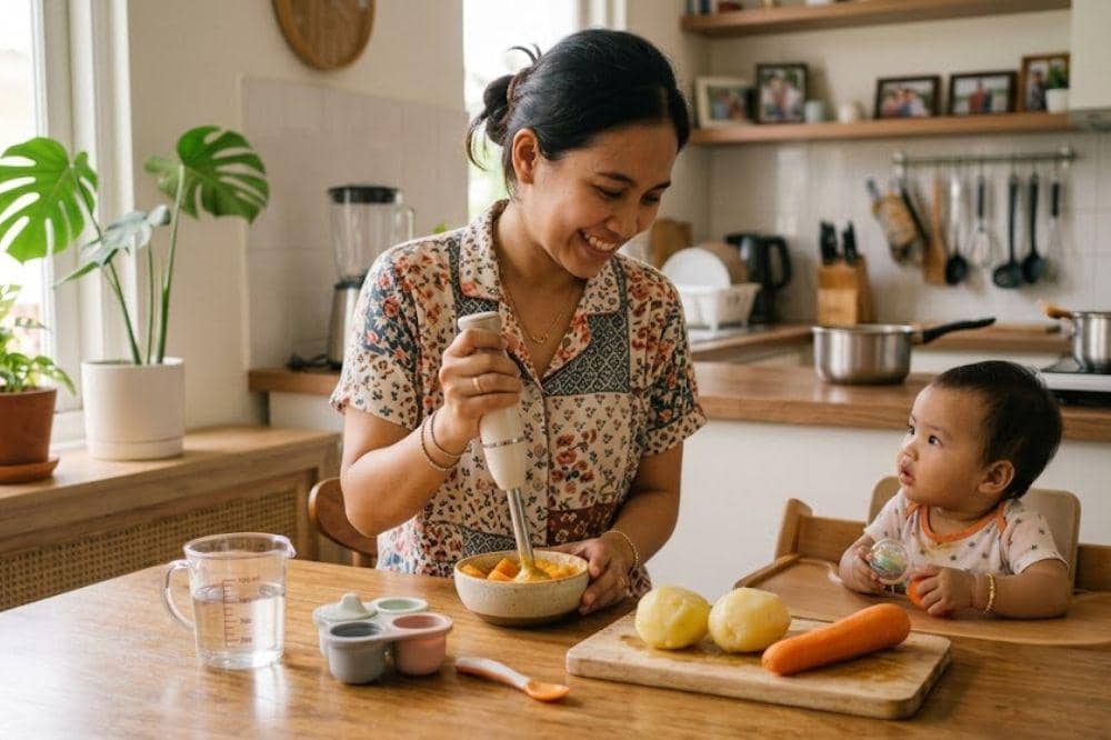 Cara membuat puree kentang wortel kentang untuk MPASI