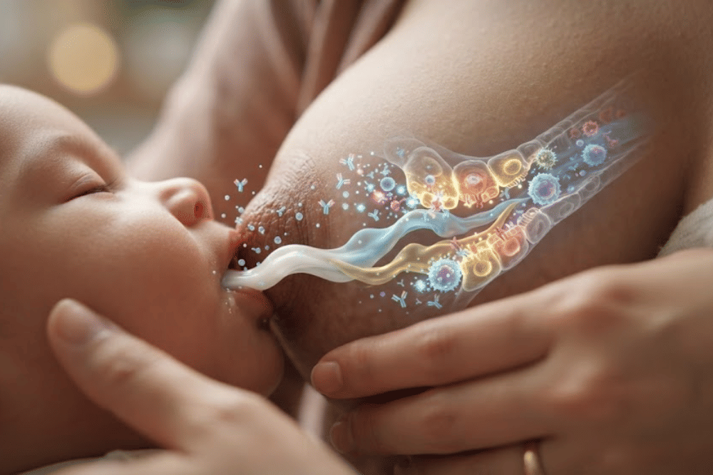 Terjadinya pertukaran sinyal biologis melalui air liur bayi