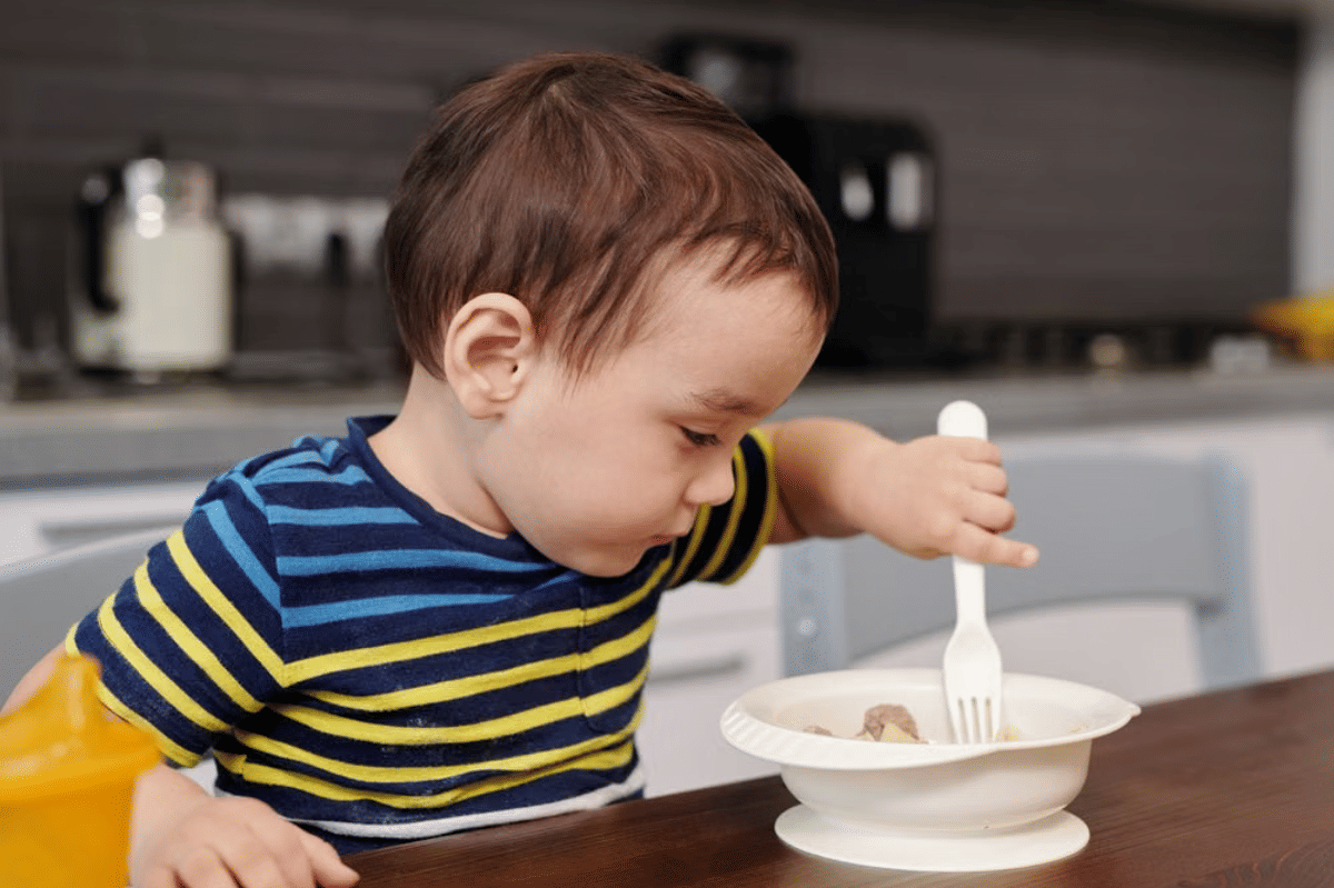 Di usia 2 tahun anak sudah bisa mengendalikan alat makannya sendiri