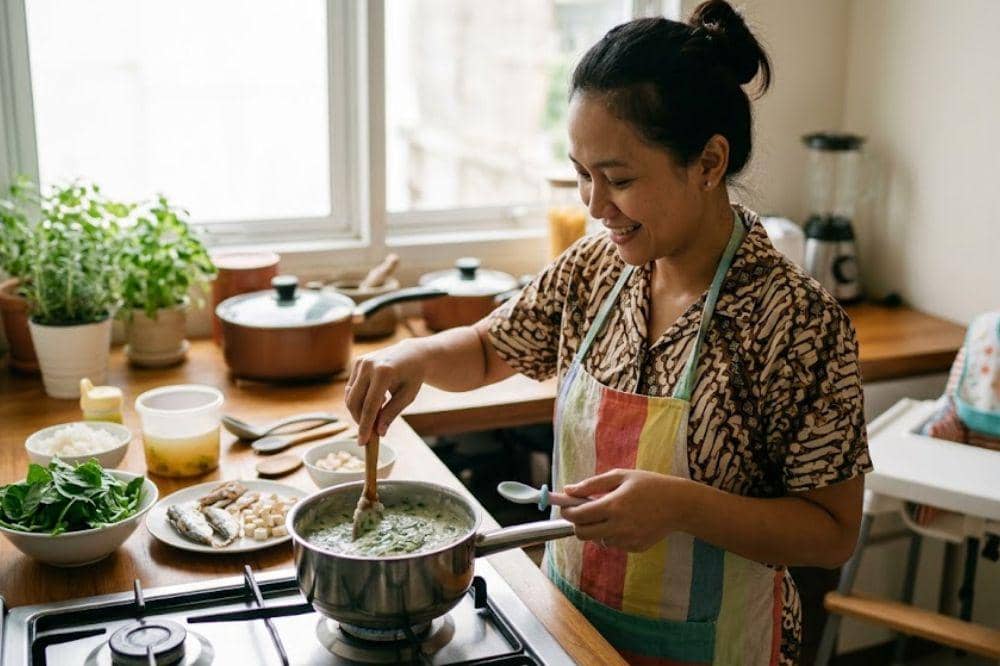 Cara membuat bubur bayam dan ikan kembung untuk MPASI