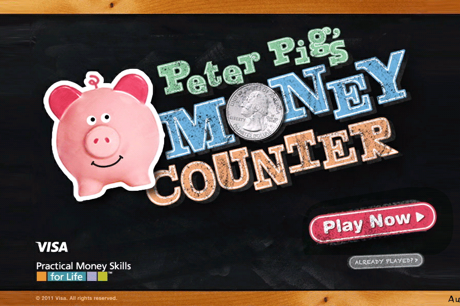 Permainan literasi keuangan Peter Pig's Money Counter