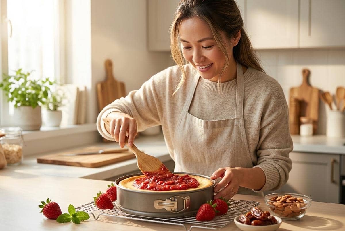 Cara membuat Strawberry Cheesecake tanpa gula untuk anak