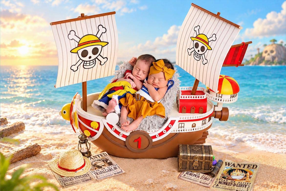 Foto newborn bertema One Piece