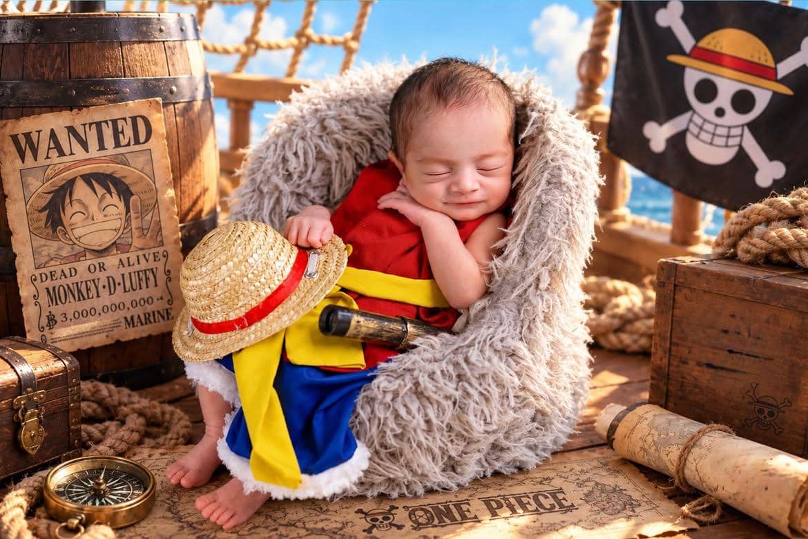 Baby Kael cosplay jadi Monkey D Luffy