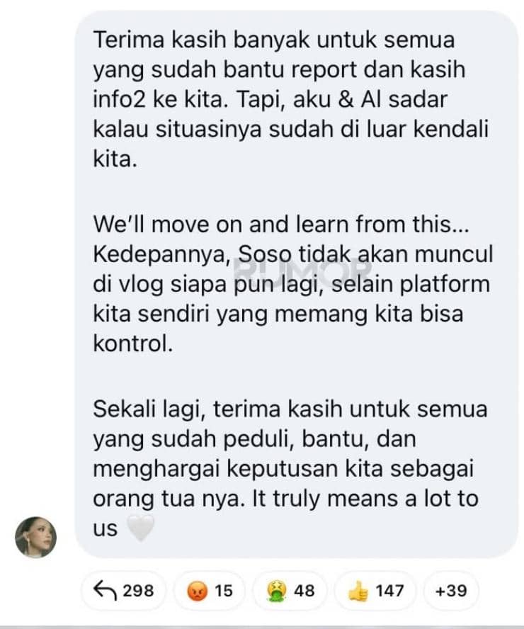 Soleil tidak akan muncul di vlog lagi