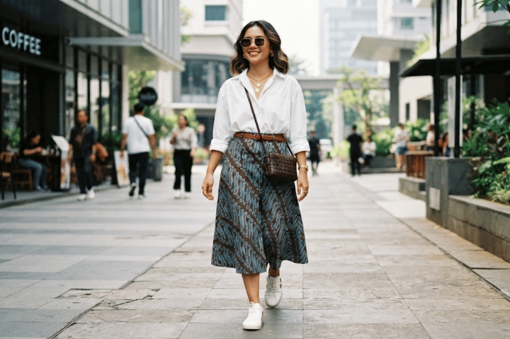 Tambahkan aksesori modern dan statement shoes