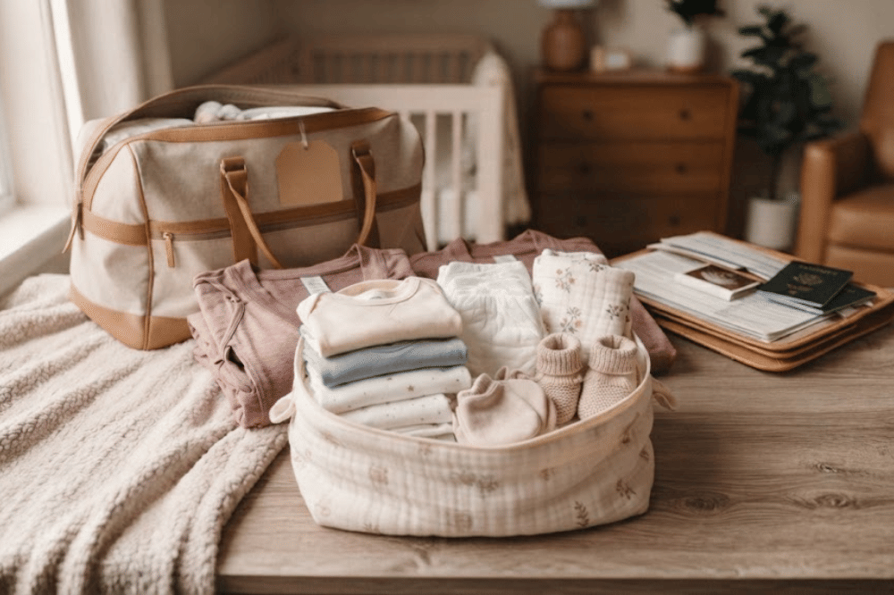 Wadahi perlengkapan esensial untuk bayi baru lahir