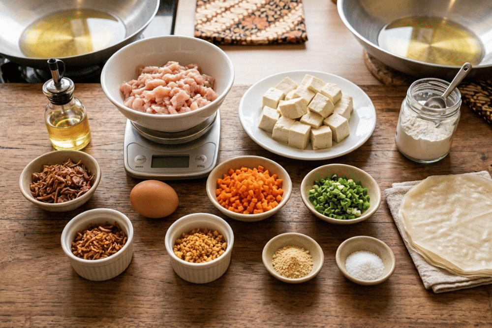 Bahan-bahan martabak dimsum goreng