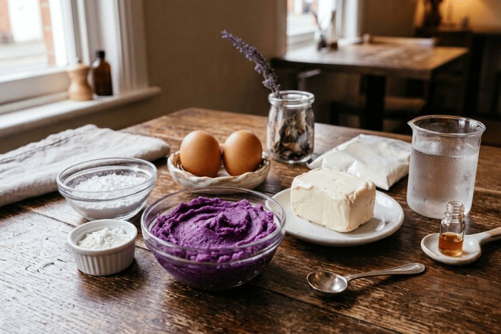 Bahan-bahan ubi burn cheesecake