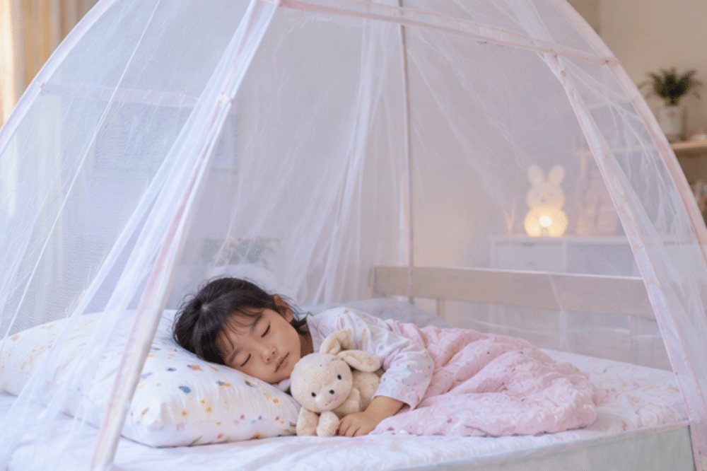 Gunakan kelambu di tempat tidur anak
