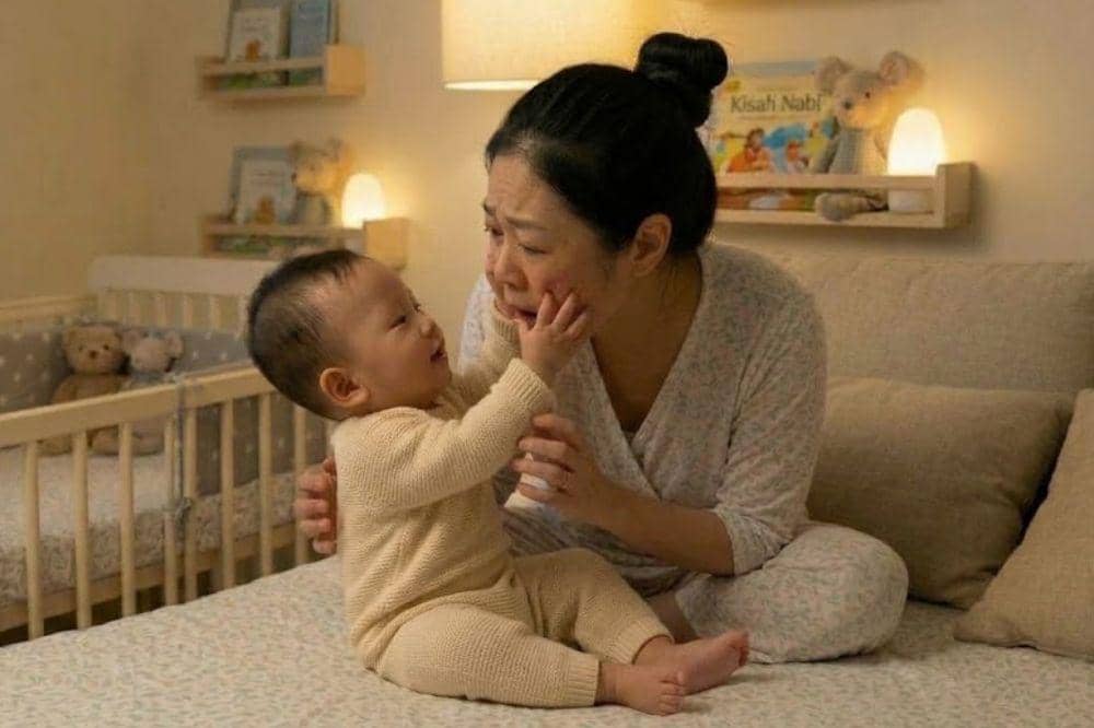 Mencakar wajah mama