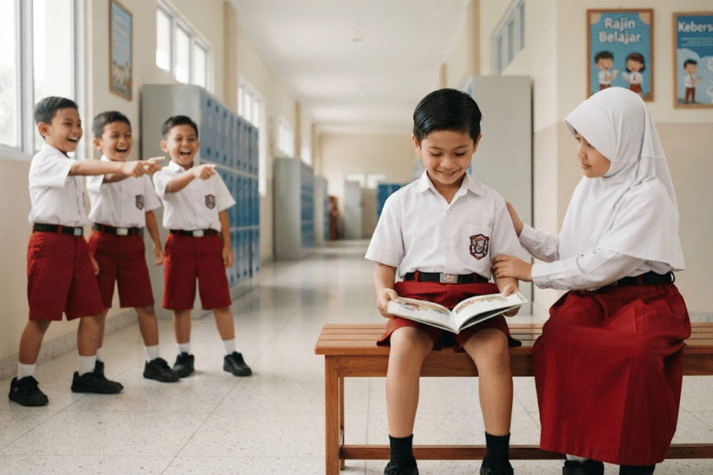 Anak laki-laki diejek oleh temannya