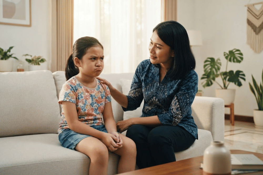 Anak perempuan sedang marah 
