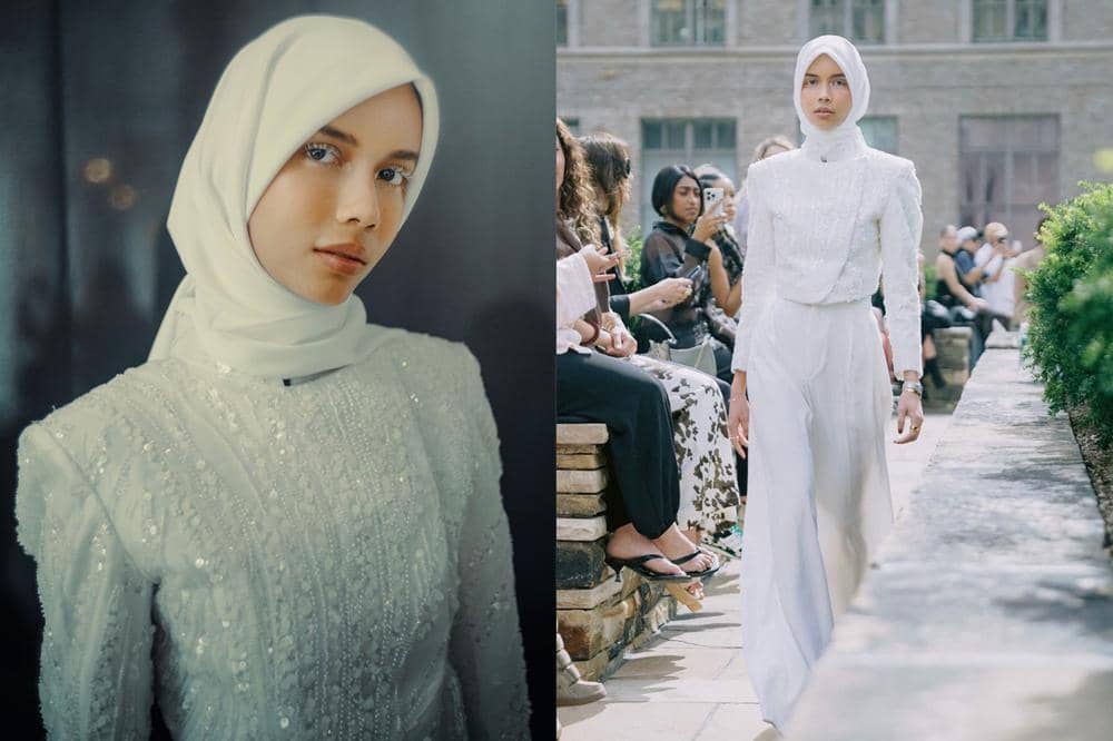 7 Potret Sabrina Chairunnisa Pakai Hijab di New York Fashion Week