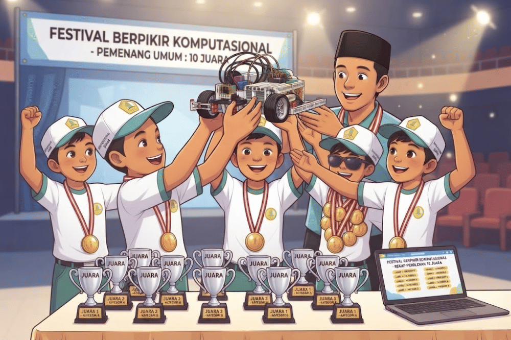Siswa MI Qudsiyyah dan gurunya memenangkan 10 kejuaraan di Festival Berpikir Komputasional 2026robot