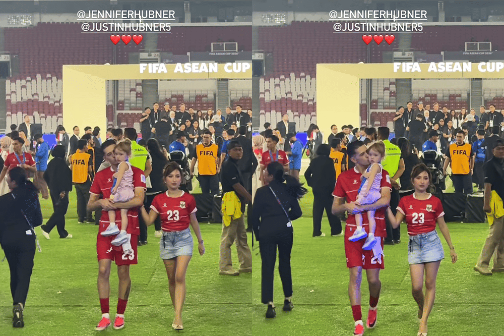 9 Potret Dukungan Kamari untuk Justin Hubner saat Lawan Thailand 5