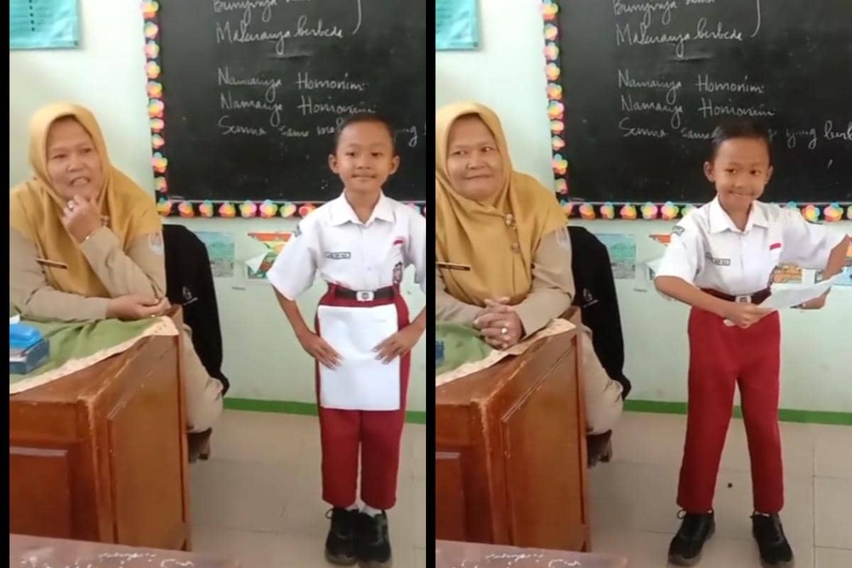 Sandi tidak malu membacakan geguritan di depan kamera dan teman-temannya