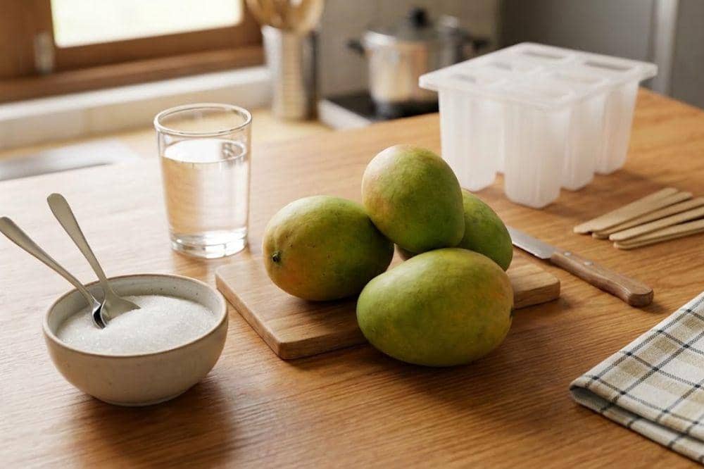 Bahan-bahan membuat mango popsicle untuk camilan bayi