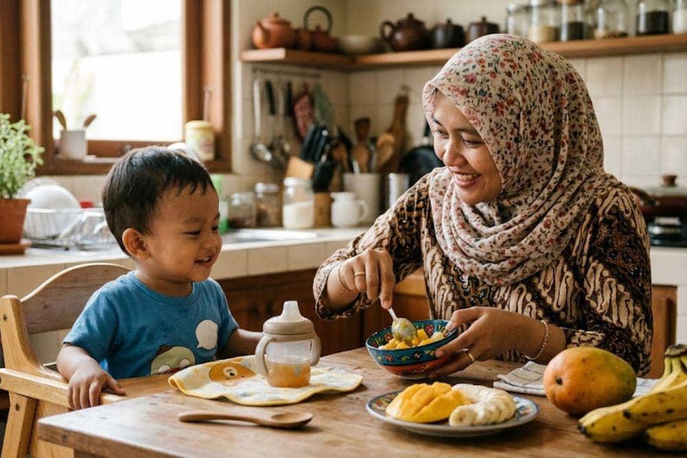 Cara membuat mangga dan pisang tumbuk untuk MPASI