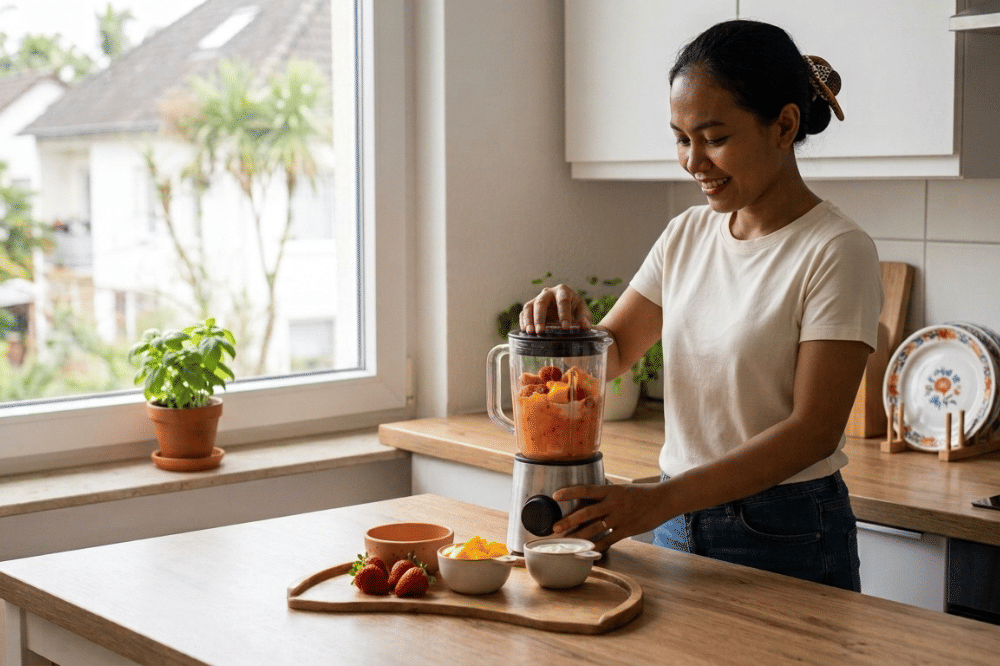 Cara membuat mango strawberry smoothie