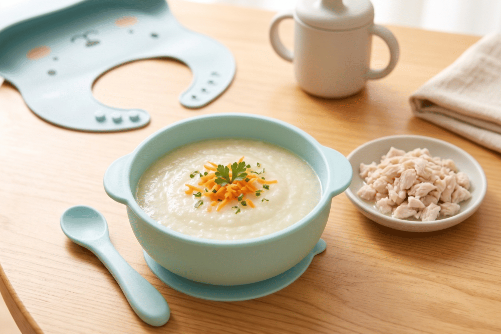 Resep Bubur Ayam Kukus dan Telur Puyuh, MPASI Penuh Protein