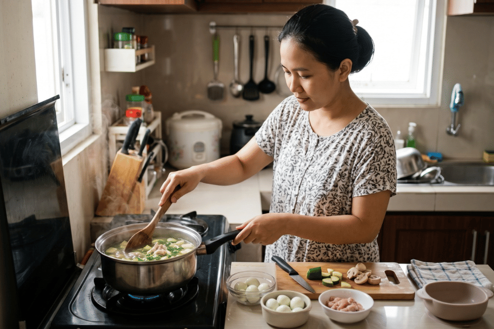 Cara membuat sop ayam jamur zucchini telur puyuh