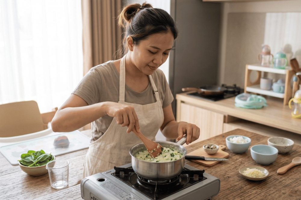 Cara membuat nasi telur puyuh bayam keju