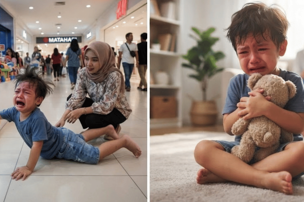 Perbandingan anak menangis di tempat umum dan di rumah