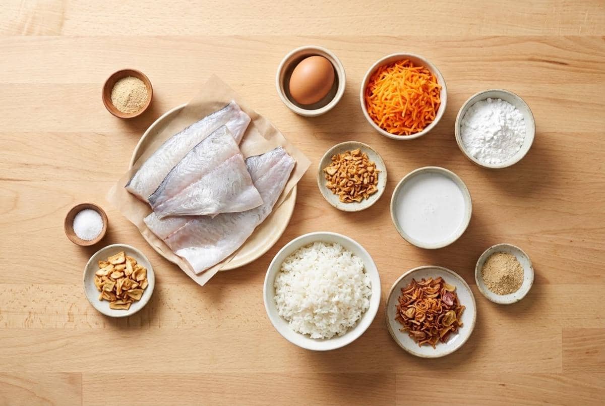 Bahan-bahan membuat otak-otak ikan campur nasi