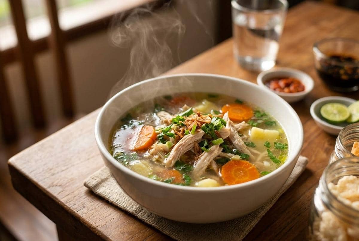 Sup ayam hangat yang kaya nutrisi untuk anak