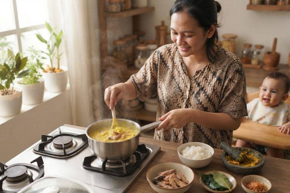 Cara membuat membuat resep bubur tongkol kuah kuning