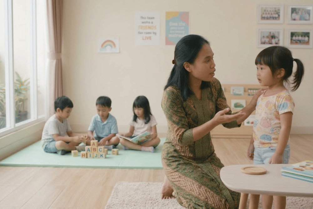 Mama sedang menasehati anaknya