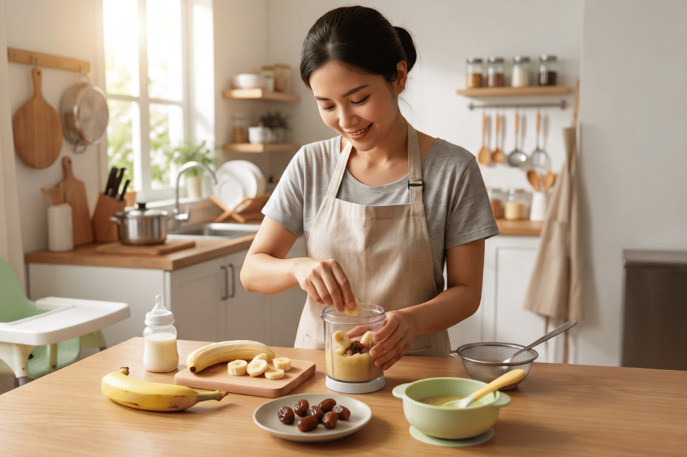 Cara membuat puree pisang dan kurma