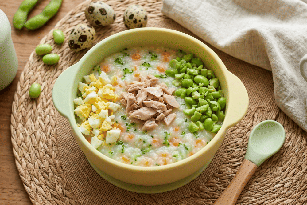 Resep Bubur Tongkol, Telur Puyuh dan Edamame, MPASI Unik dan Sehat