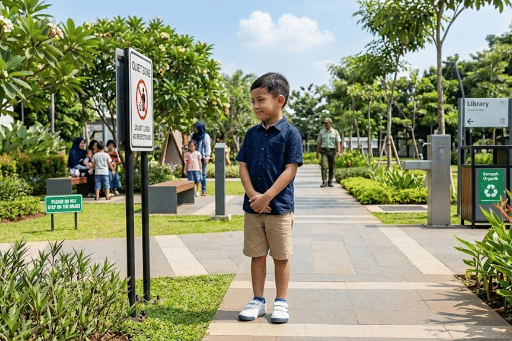 Anak yang memahami aturan di tempat umum