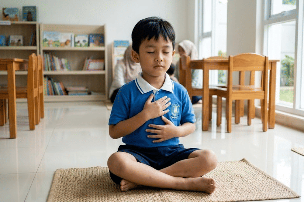 Anak yang sedang menahan emosinya