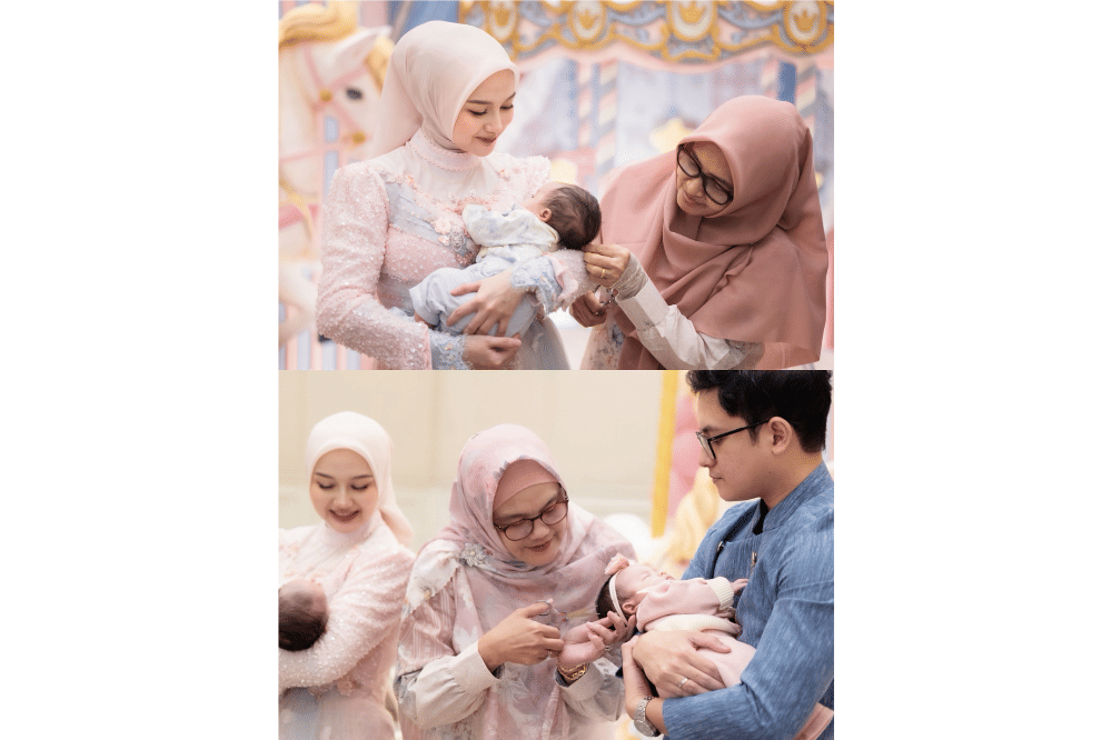 Momen akikah anak kembar Nanda Arsyinta