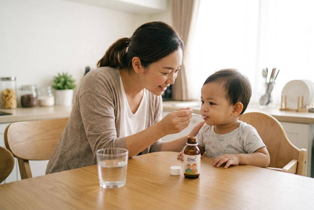 Anak diberikan suplemen zinc oleh Mama
