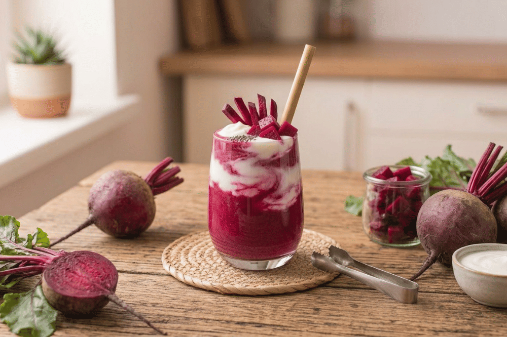 Buah bit dan plain yogurt