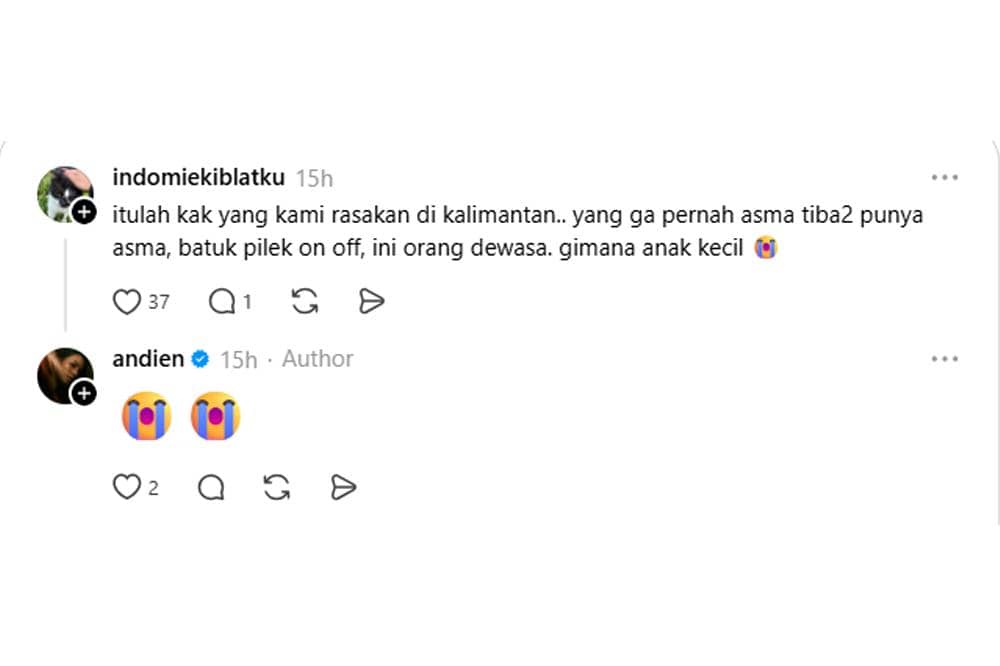 Asap Karhutla Sampai Jakarta, Kawa Anak Andien Alami Sesak Napas
