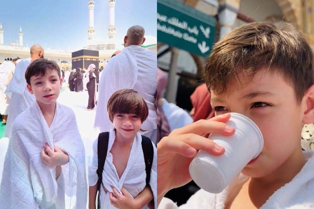Cio dan Koa Anak Celine Evangelista Salat Jumat di Depan Ka'bah