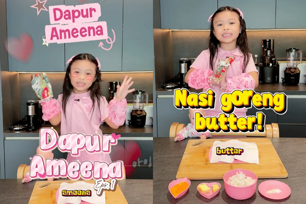 Buat Konten Masak, Ameena Bikin Nasi Goreng Butter di Episode Perdana