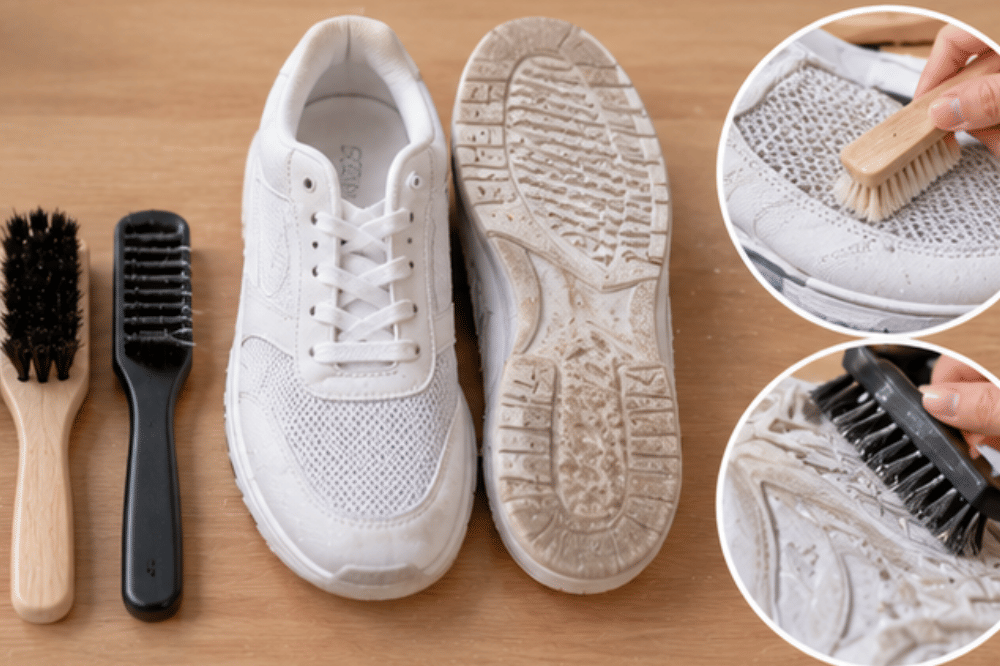 Pilih sikat yang sesuai dengan bahan sepatu