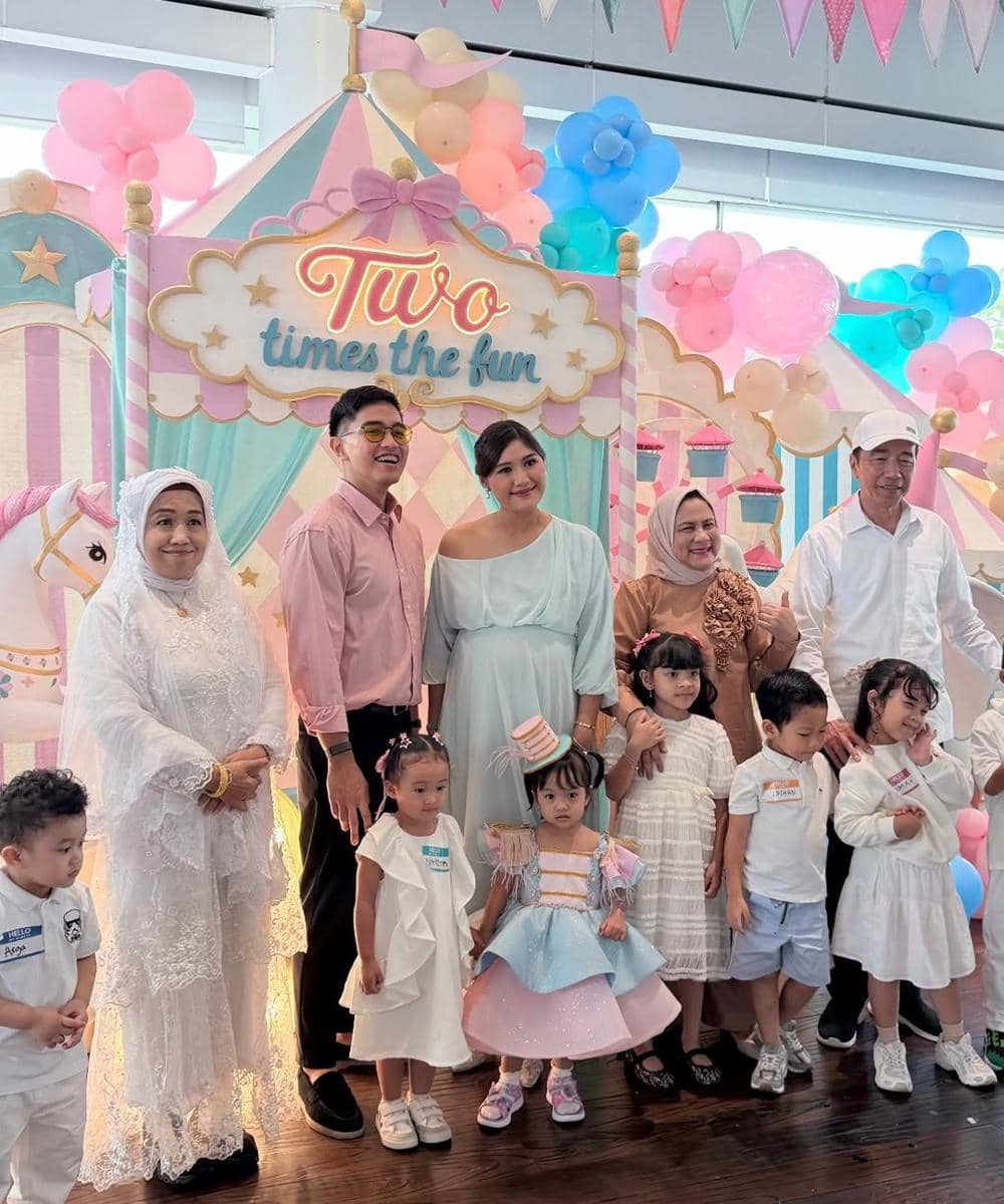Baby bump Erina Gudono terlihat jelas di ulang tahun sang anak