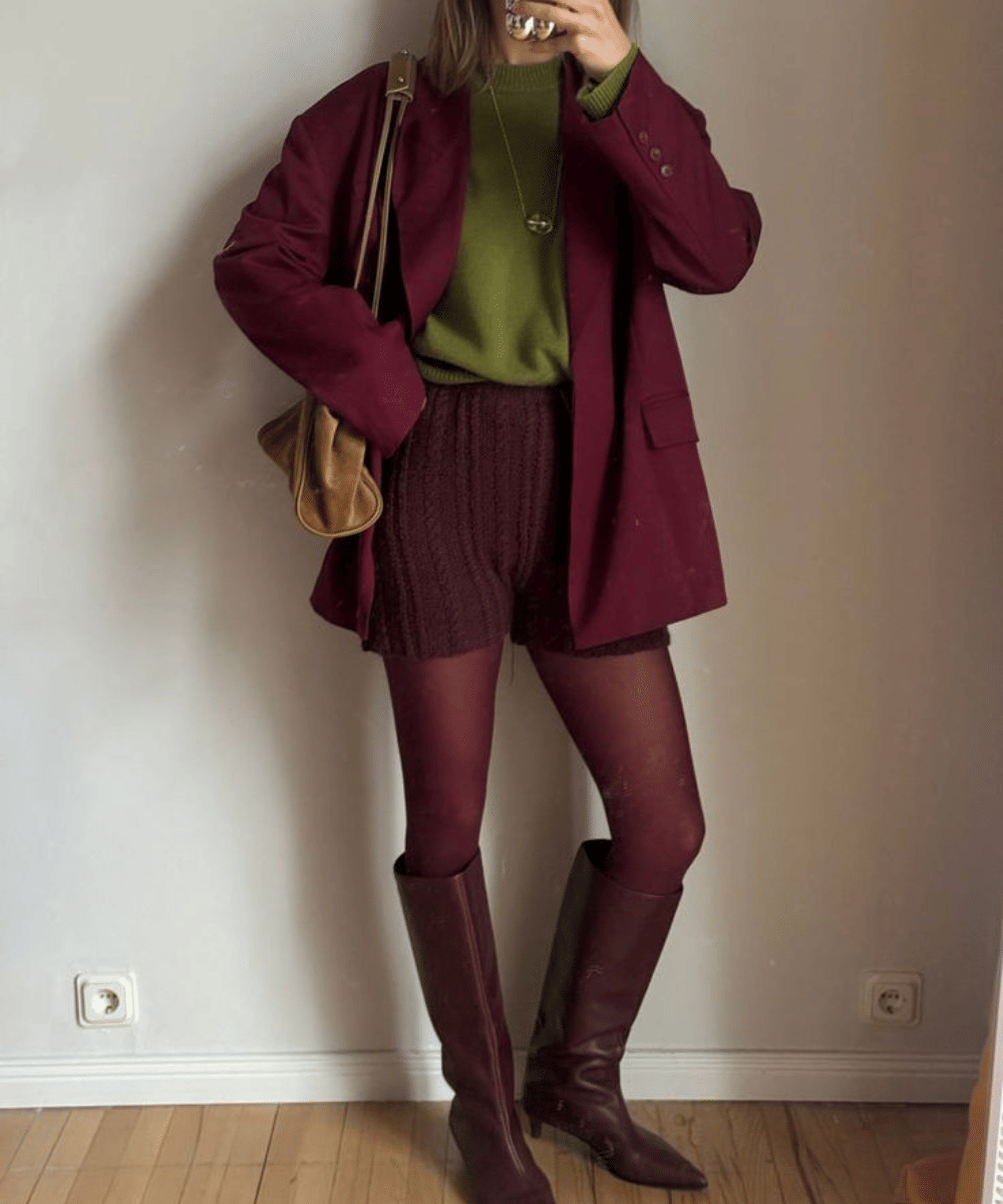 Inspirasi Outfit Warna Olive Green dan Cherry (4)