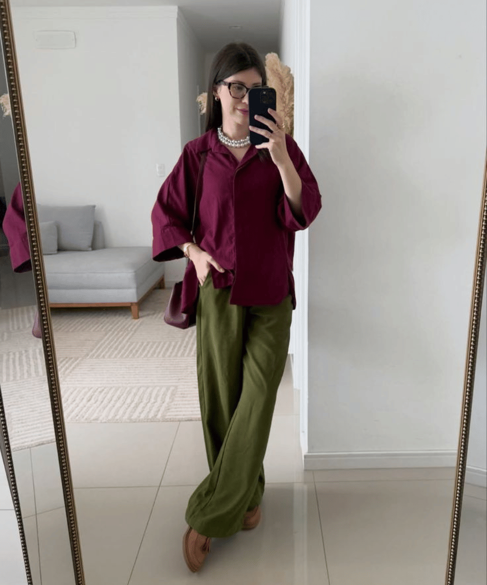 Inspirasi Outfit Warna Olive Green dan Cherry (8)